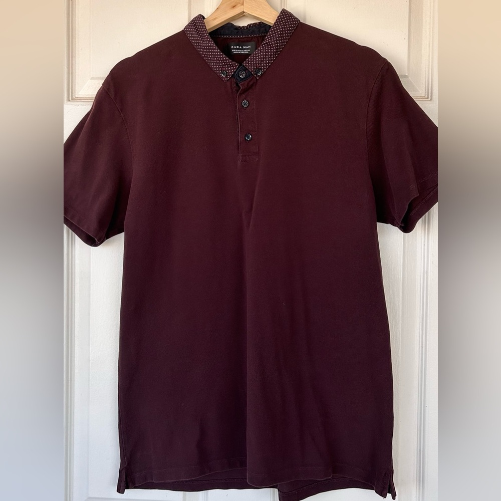 Zara Man Polo Shirt Short Sleeve Button Down Collar XL